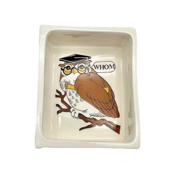 Vintage Fitz And Floyd Owl Book Shaped Trinket Box Graduation Gift - Picture 5 of 7